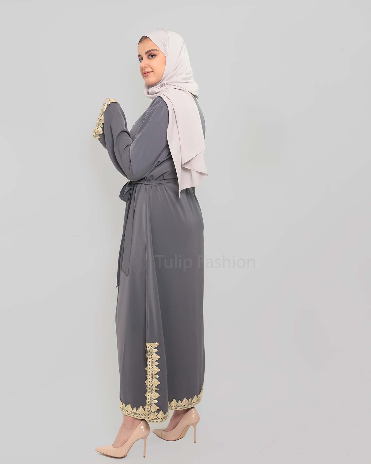 Ramadan open abaya - Kaftan - Gray - 3