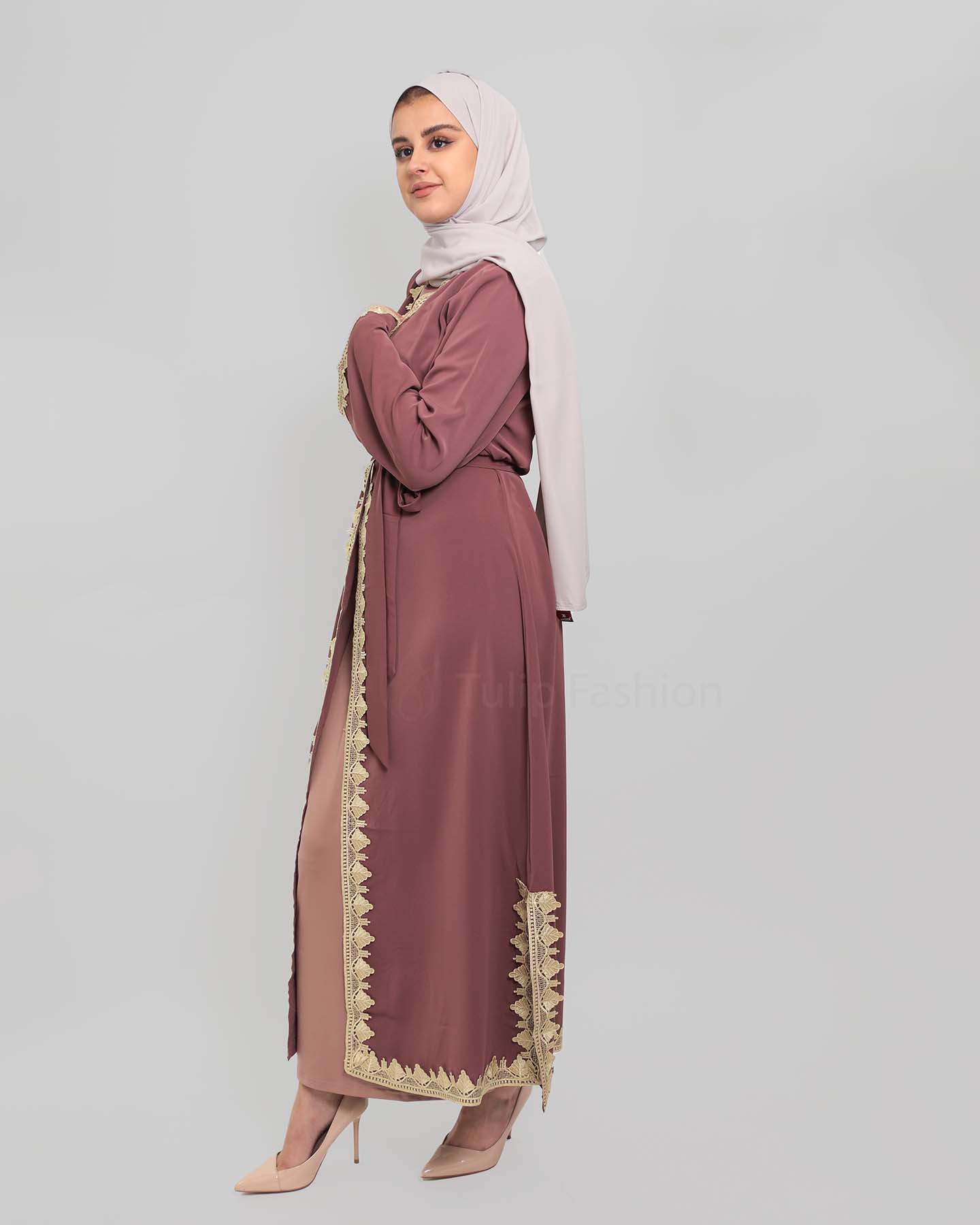 Ramadan open abaya - Kaftan - Mauve - 4