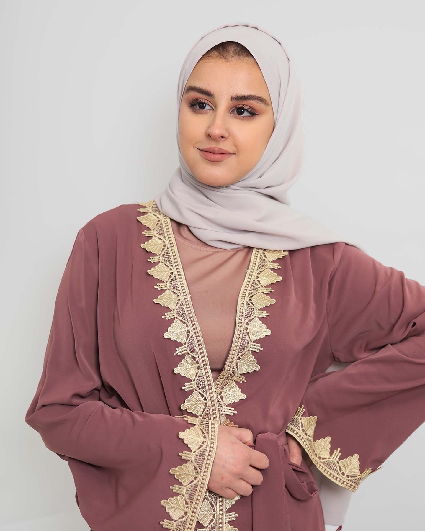 Ramadan open abaya - Kaftan - Mauve - 5