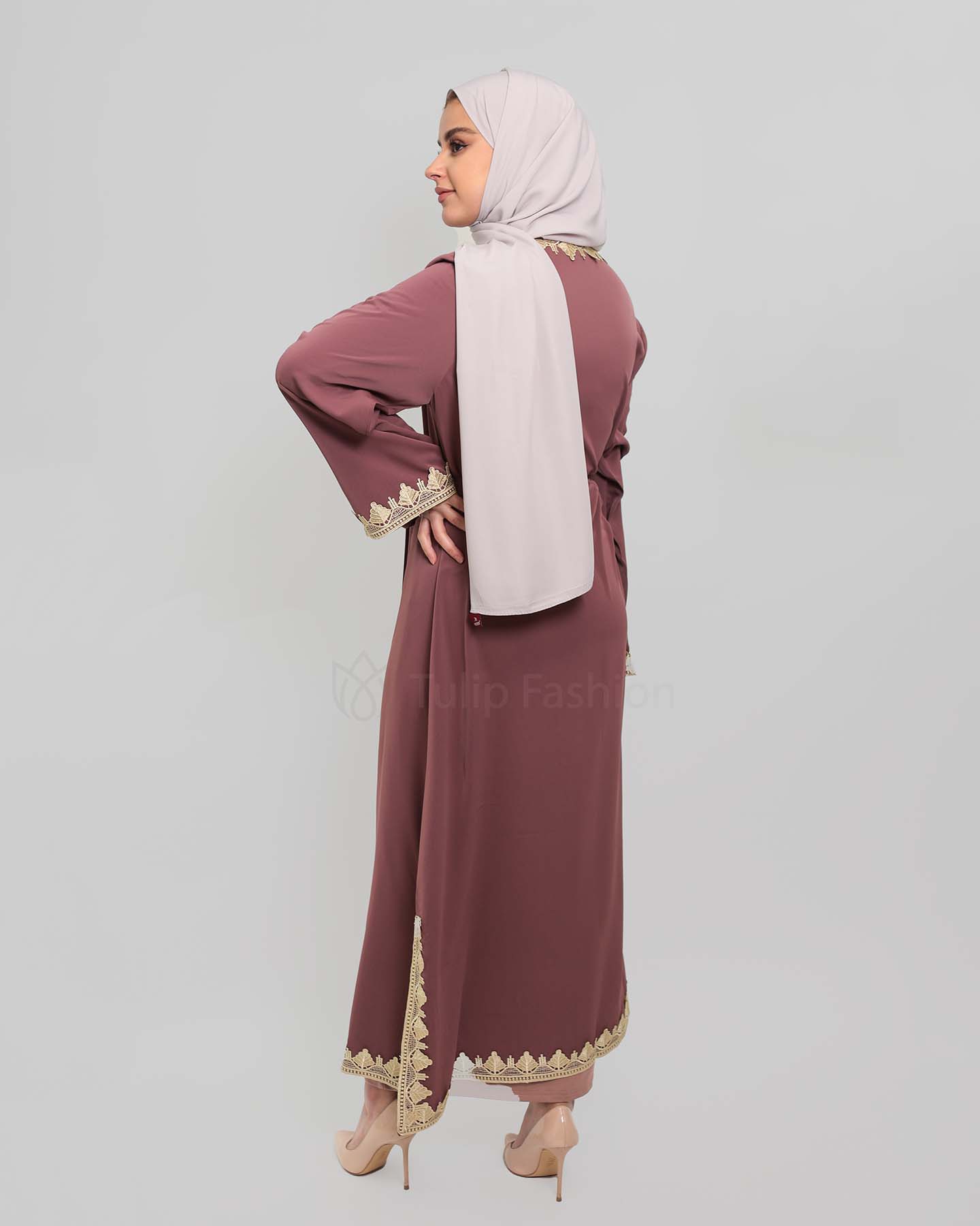 Ramadan open abaya - Kaftan - Mauve - 3