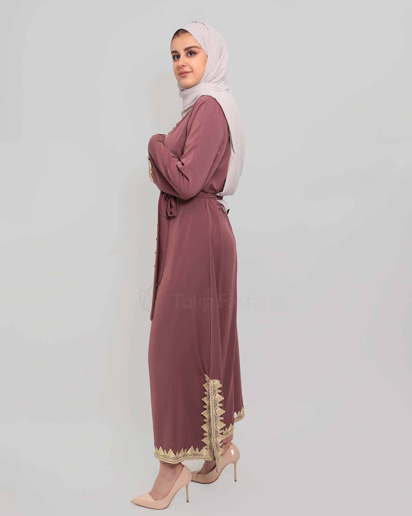 Ramadan open abaya - Kaftan - Mauve - 2