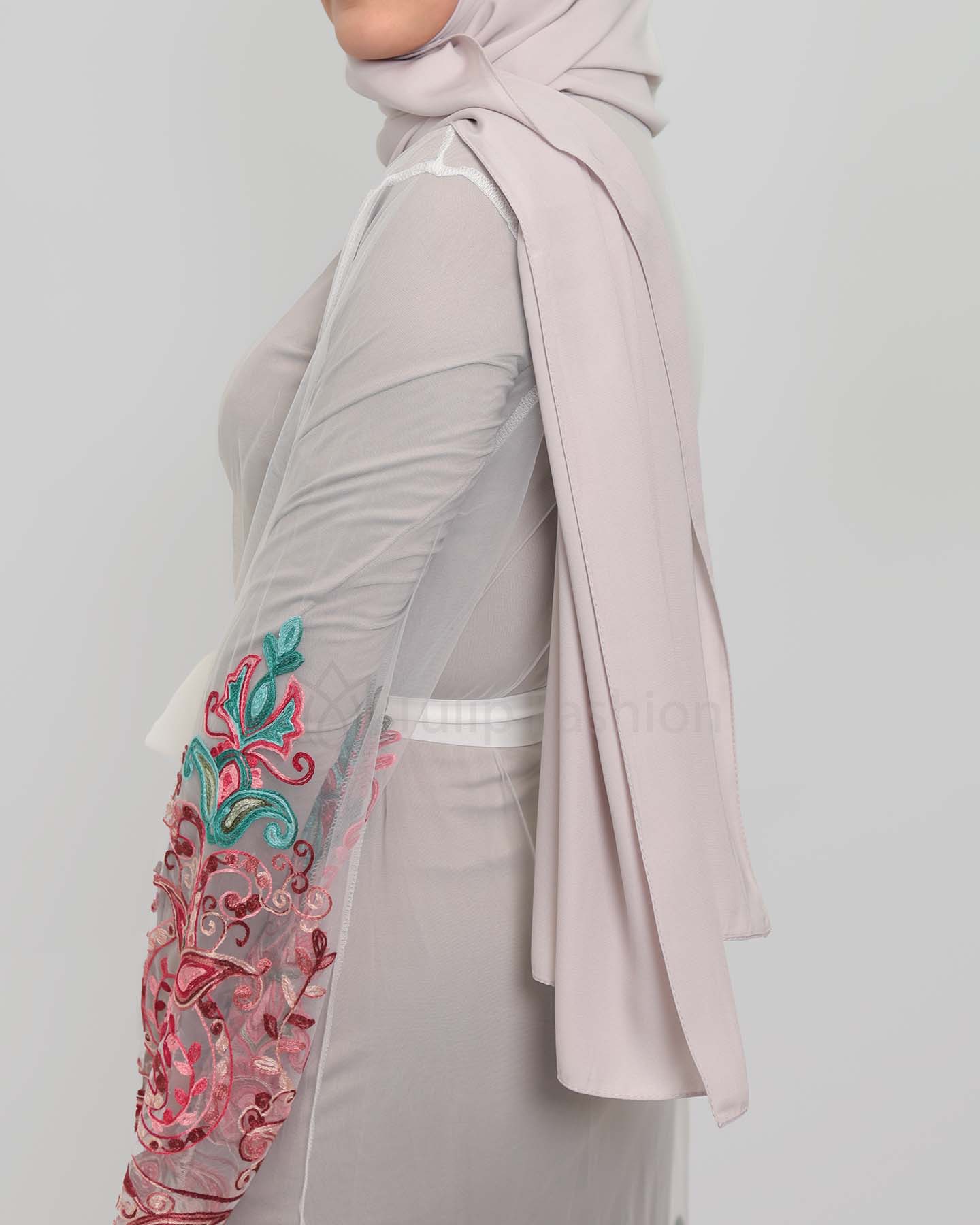Ramadan open abaya - Flower - White - 3