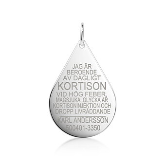 Kortinson dråbe Ægte sølv 29*20*1 mm