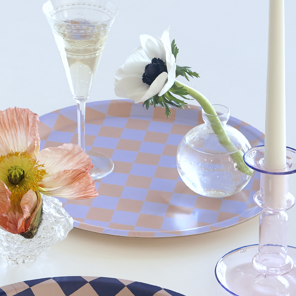 CHECKER Lilac/Peach Rund Bricka  - 31 cm - 3