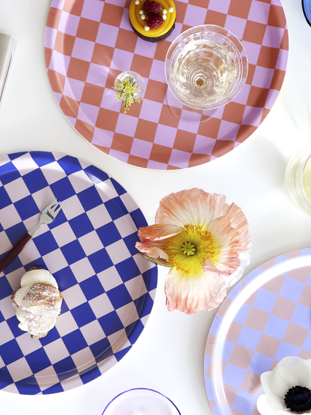 CHECKER Lilac/Peach Rund Bricka  - 31 cm - 5