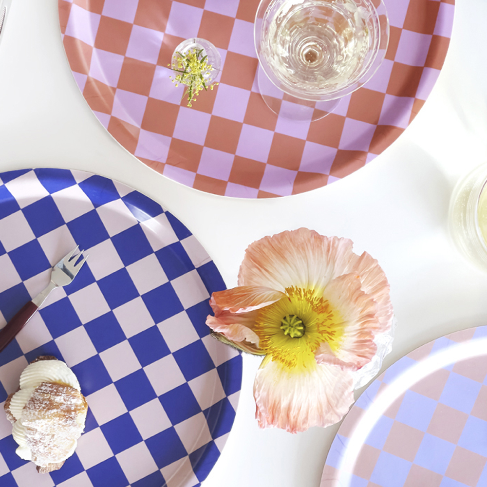 CHECKER Orange/Pink Rund Bricka - 31 cm - 5