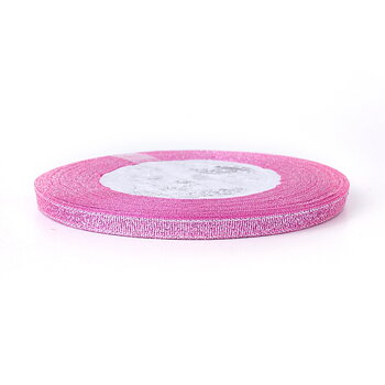Organzaband 6mm rosa/silver hel rulle
