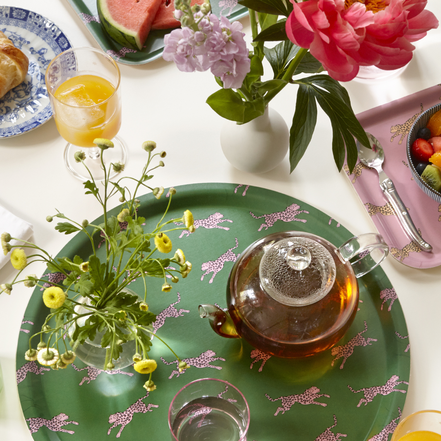 Pink Leopard Round Serving Tray - 38 cm - 2
