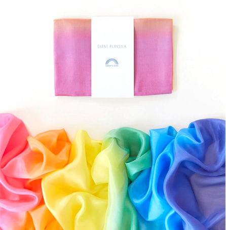 Giant playsilk Rainbow - jättestort lektyg i siden från Sarah's Silks - rainbow