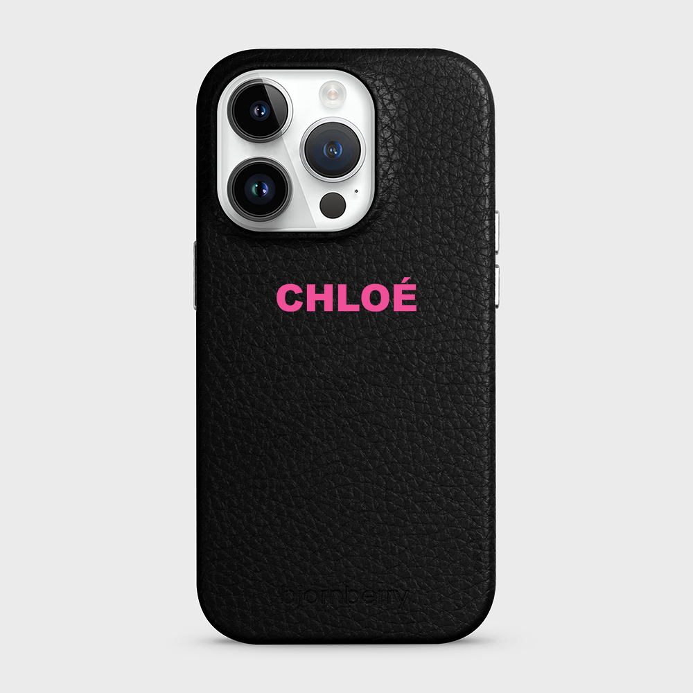 iPhone 14 Pro Personalised Leather Case - Name - 23