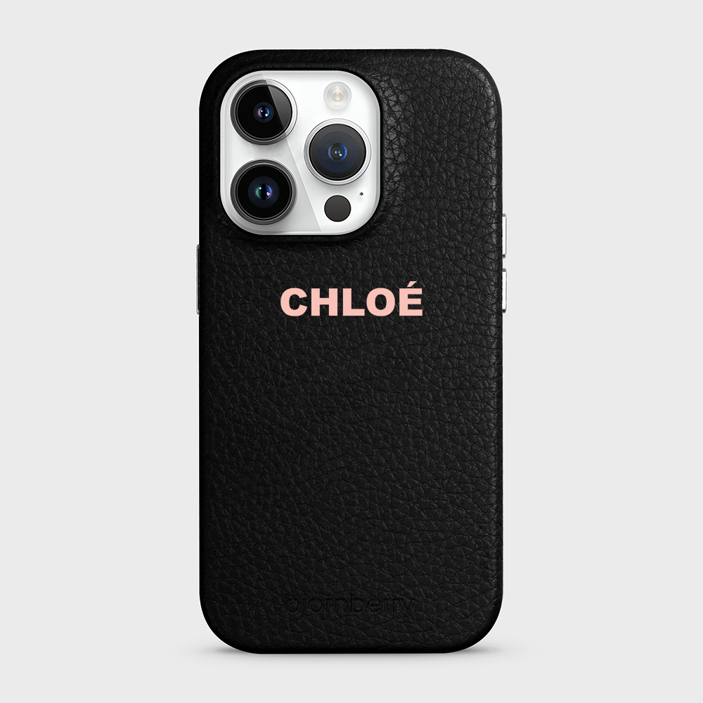 iPhone 14 Pro Personalised Leather Case - Name - 24