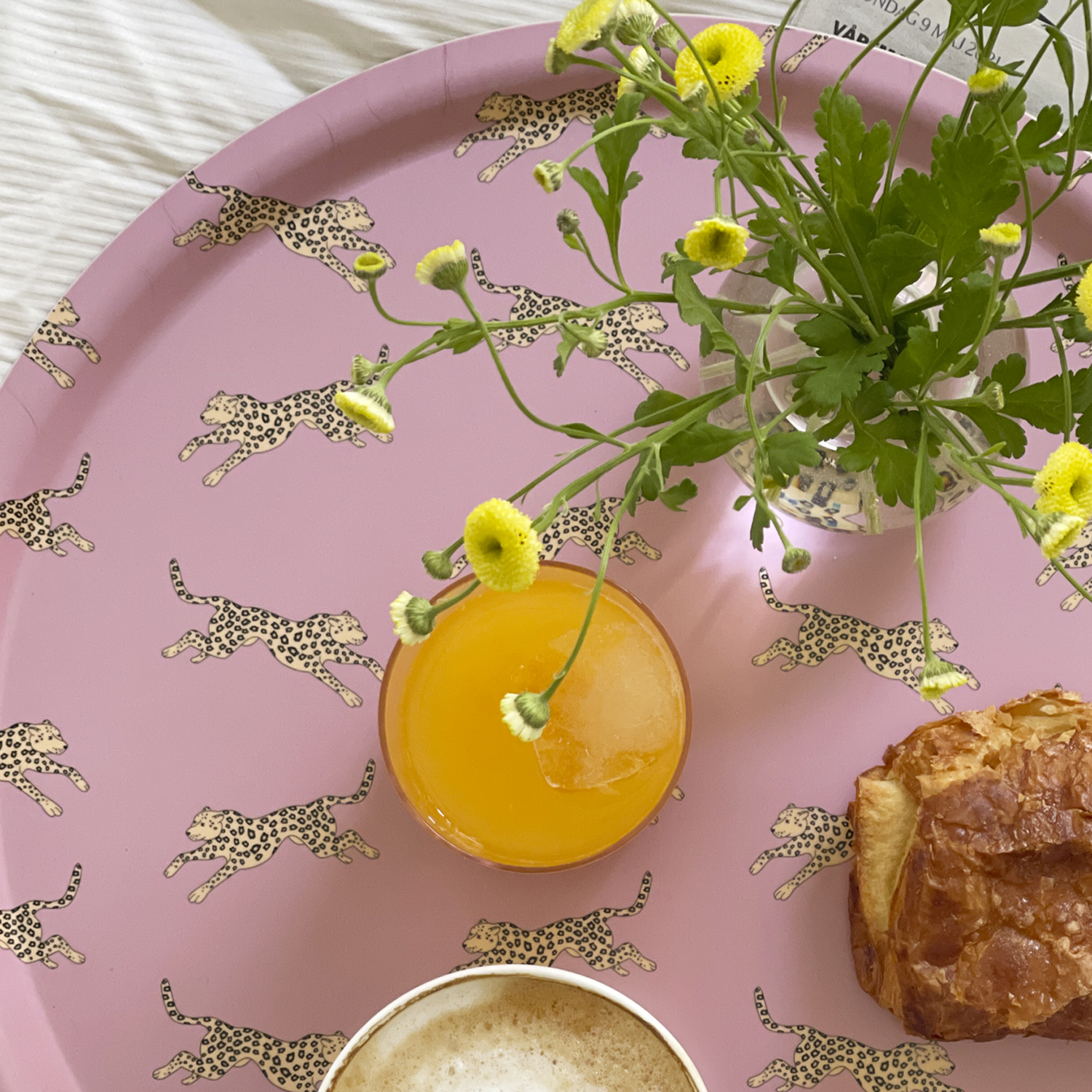 Yellow Leopard Round Serving Tray - 38 cm - 2