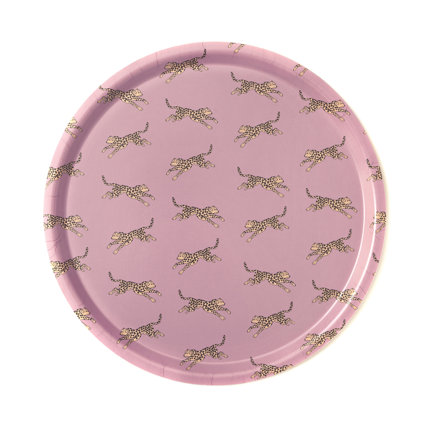 Yellow Leopard Round Serving Tray - 38 cm