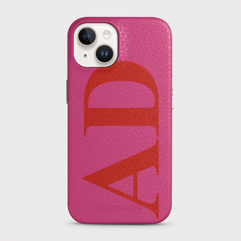 iPhone 14 Personalised Leather Case - Large Initials - 19