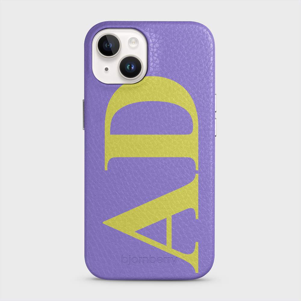 iPhone 14 Personalised Leather Case - Large Initials - 14