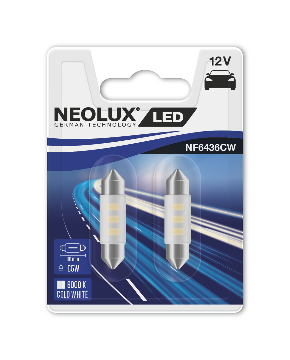 LED LAMPOR C5W 36-38mm 6000K, Neolux 12 V - 2 st