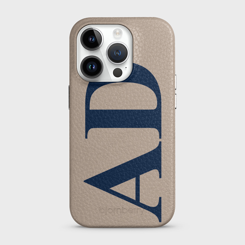iPhone 14 Pro Personalised Leather Case - Large Initials - 37