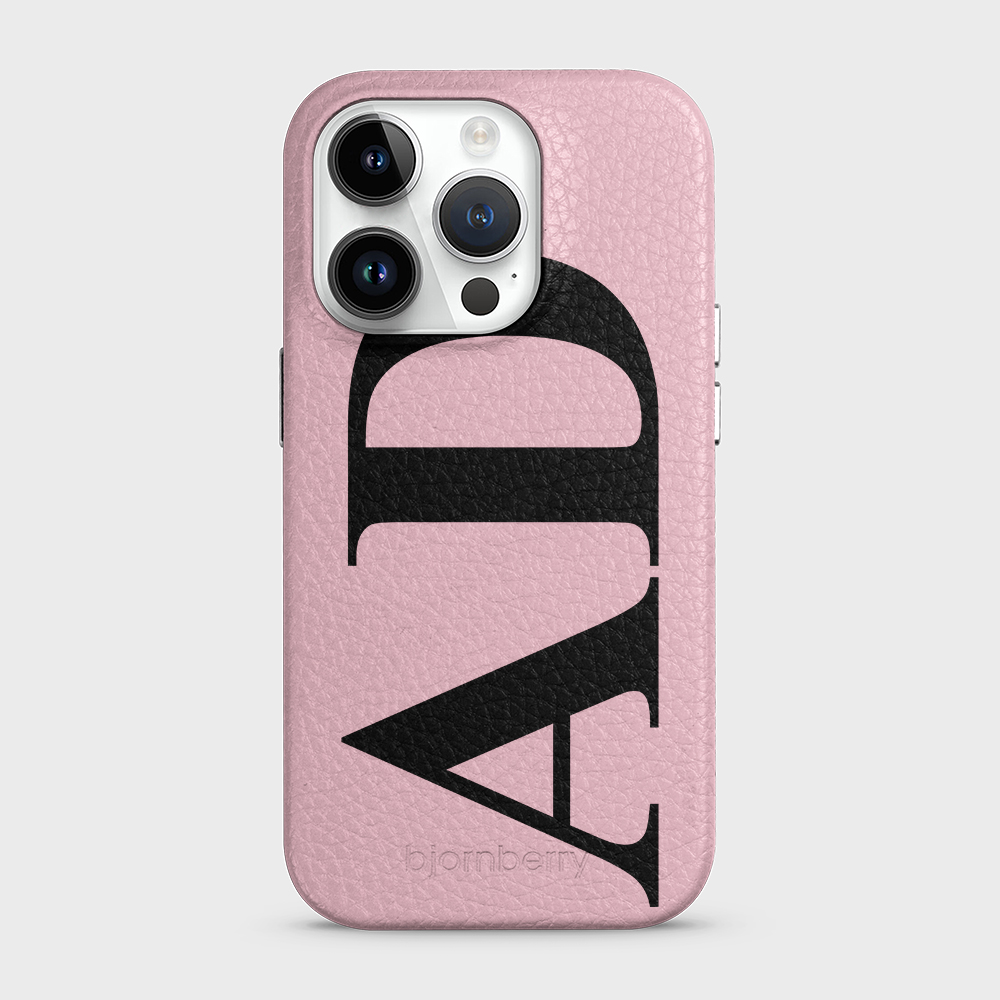 iPhone 14 Pro Personalised Leather Case - Large Initials - 13