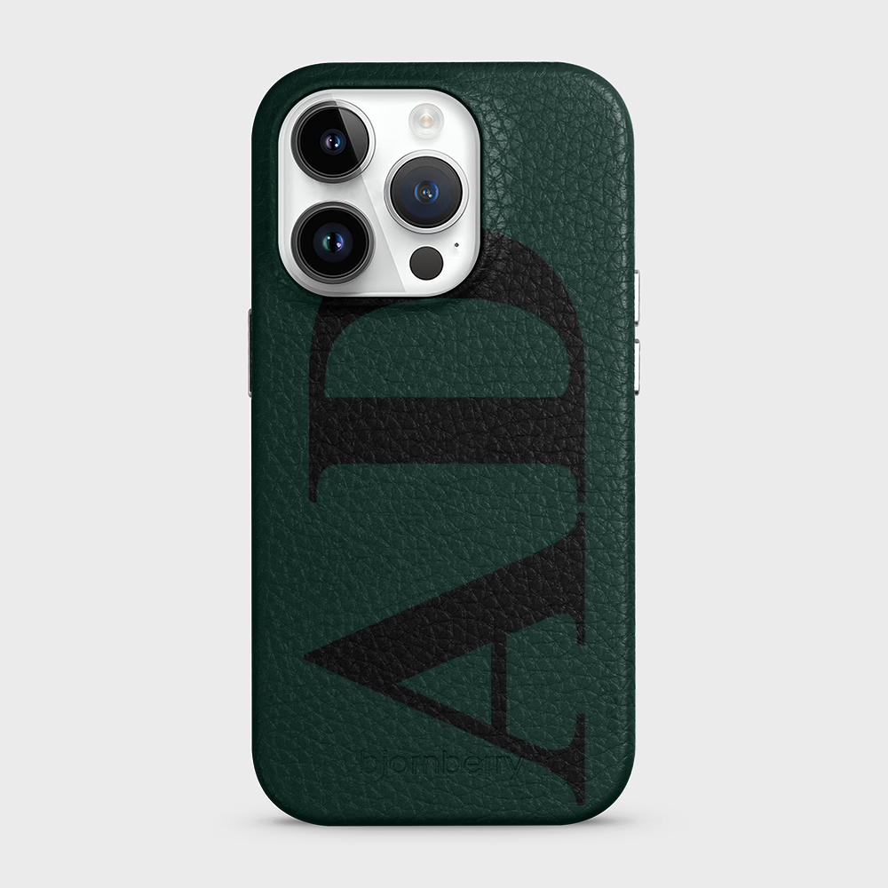 iPhone 14 Pro Personalised Leather Case - Large Initials - 27