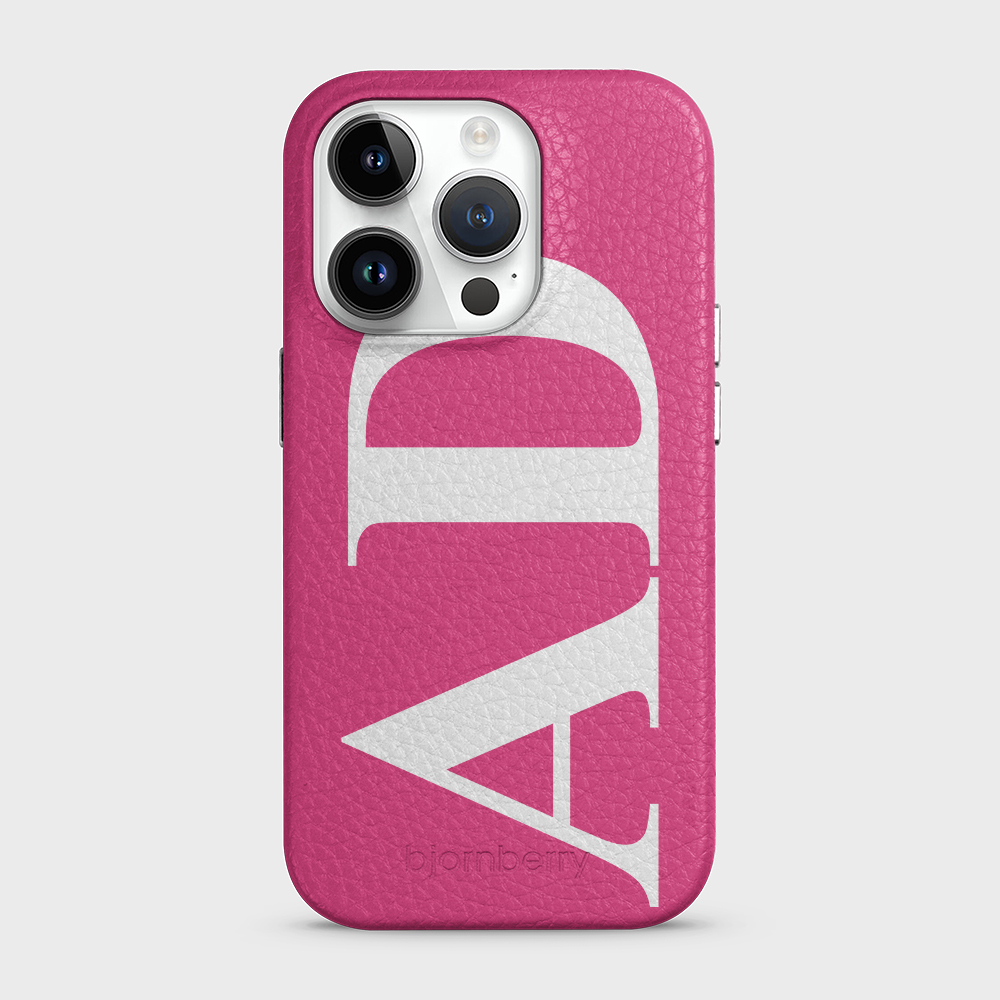 iPhone 14 Pro Personalised Leather Case - Large Initials - 35