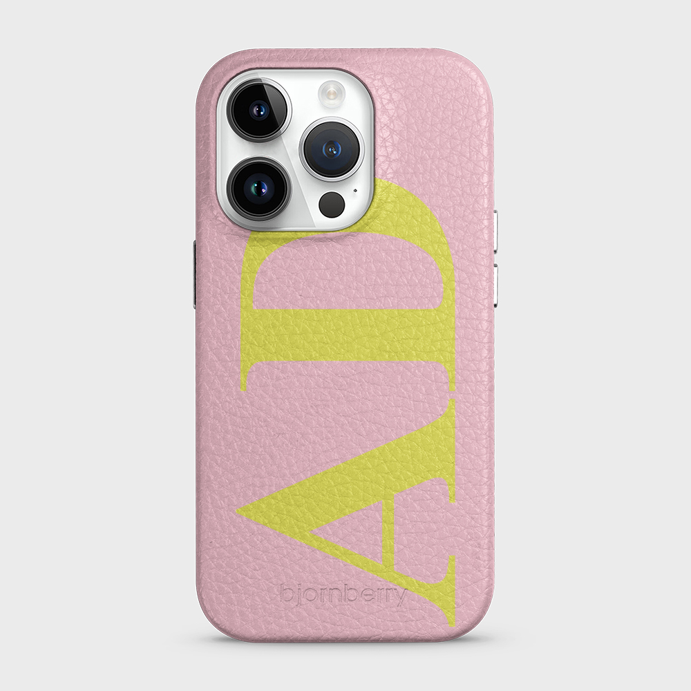 iPhone 14 Pro Personalised Leather Case - Large Initials - 15