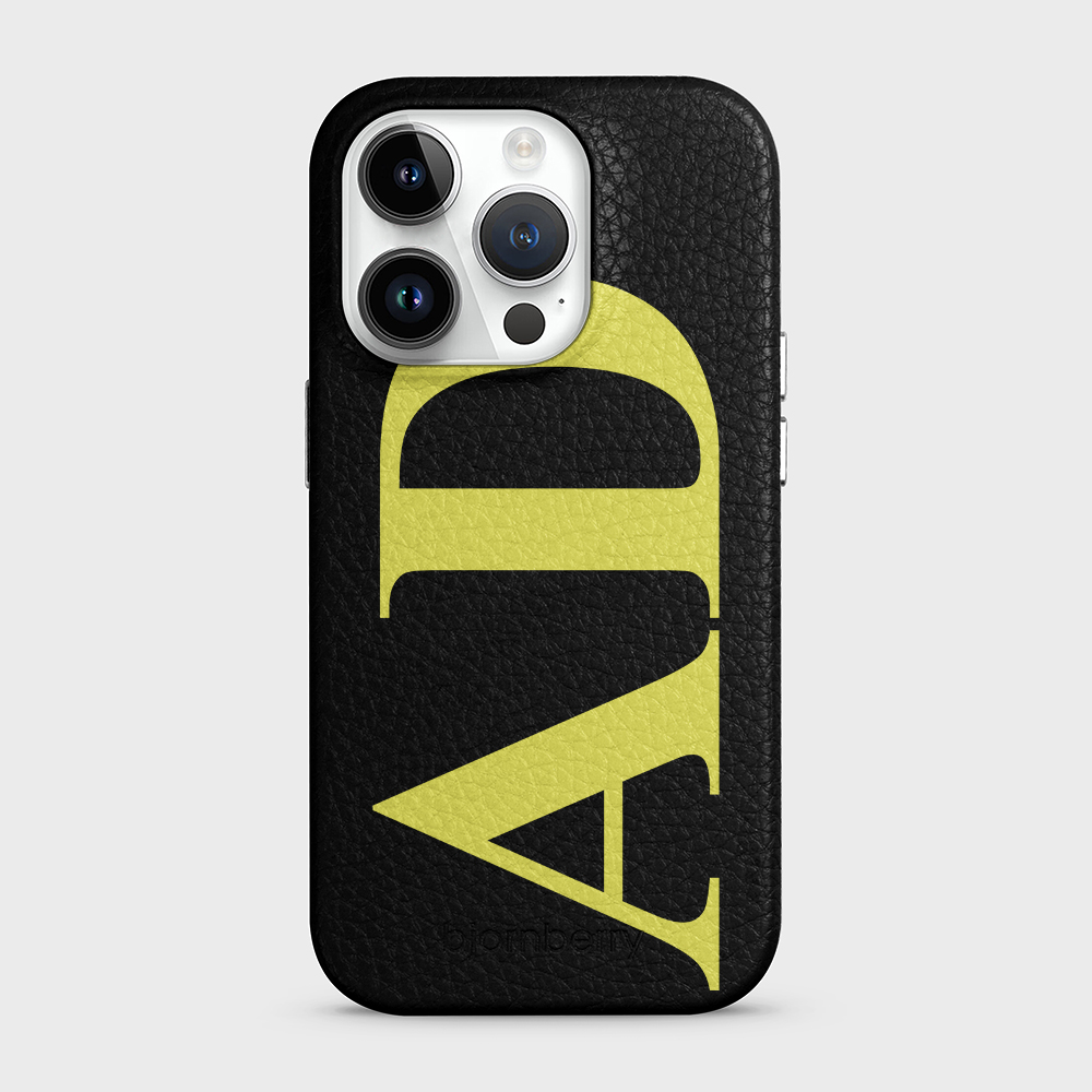 iPhone 14 Pro Personalised Leather Case - Large Initials - 6