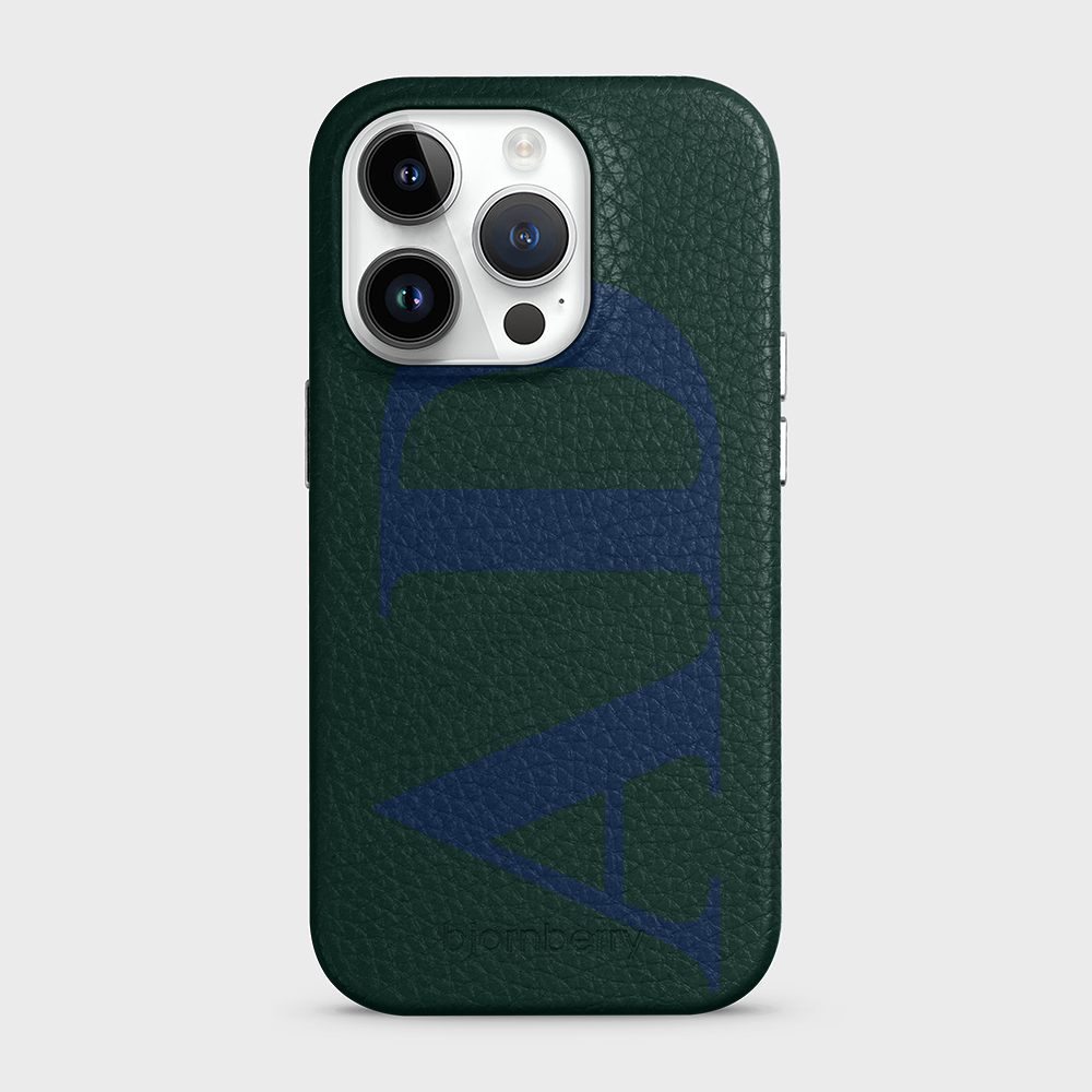 iPhone 14 Pro Personalised Leather Case - Large Initials - 23