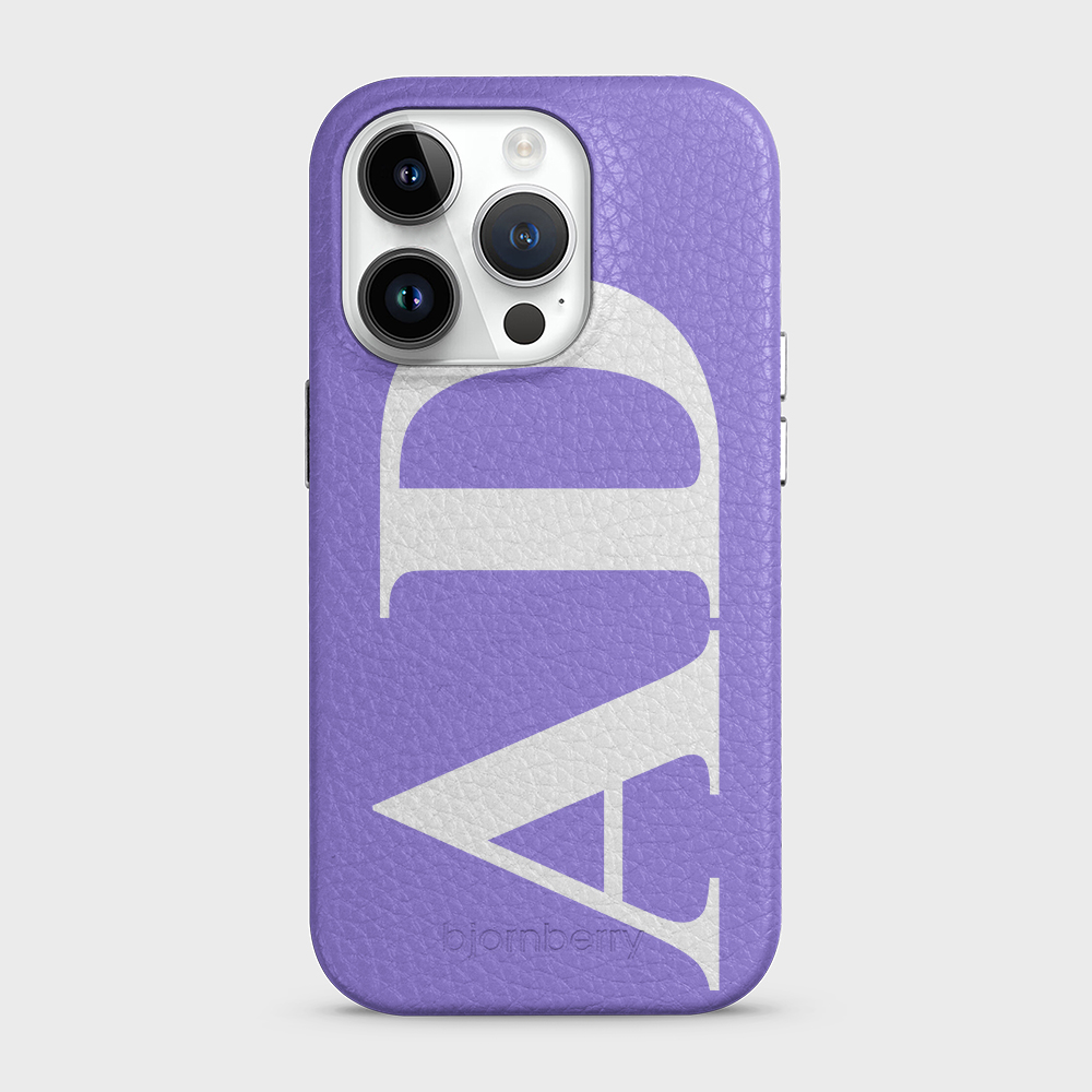 iPhone 14 Pro Personalised Leather Case - Large Initials - 21