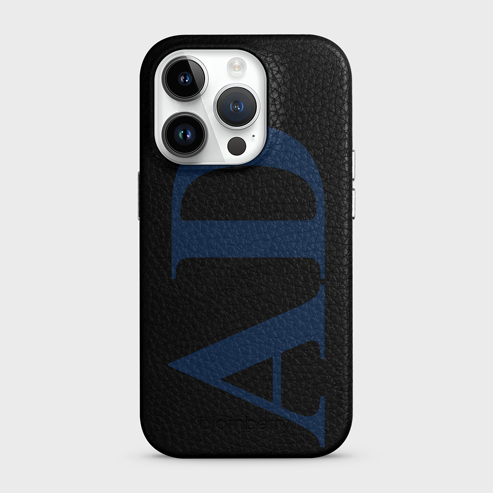 iPhone 14 Pro Personalised Leather Case - Large Initials - 7