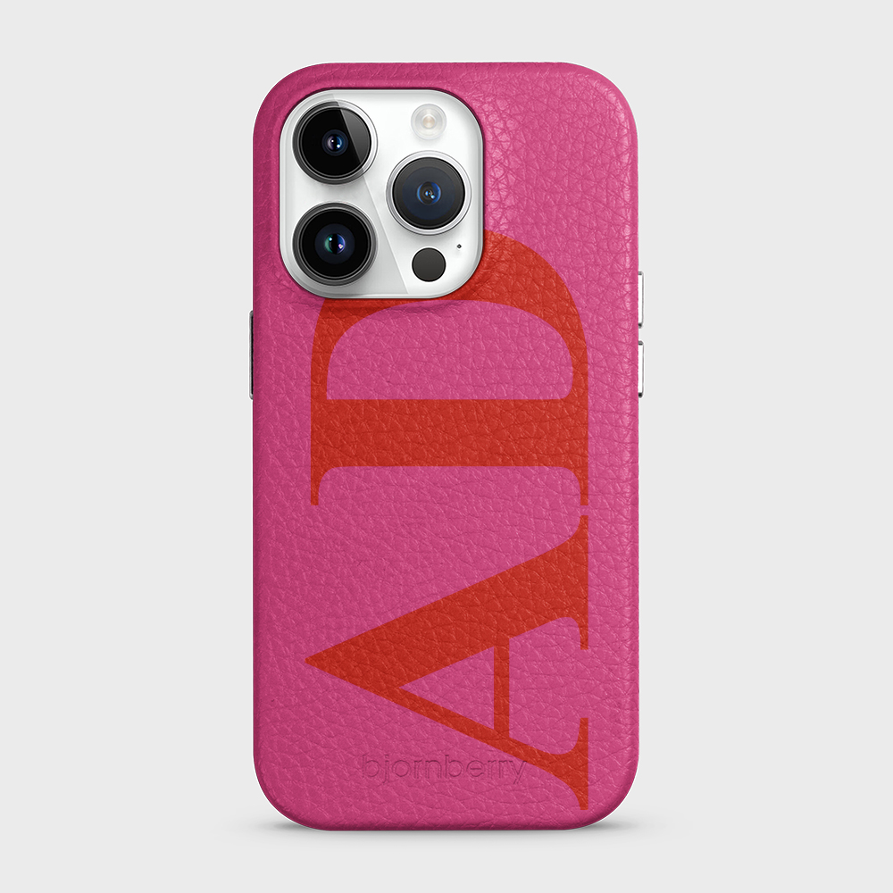 iPhone 14 Pro Personalised Leather Case - Large Initials - 33