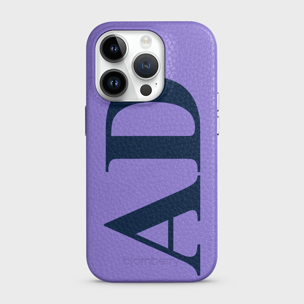 iPhone 14 Pro Personalised Leather Case - Large Initials - 16