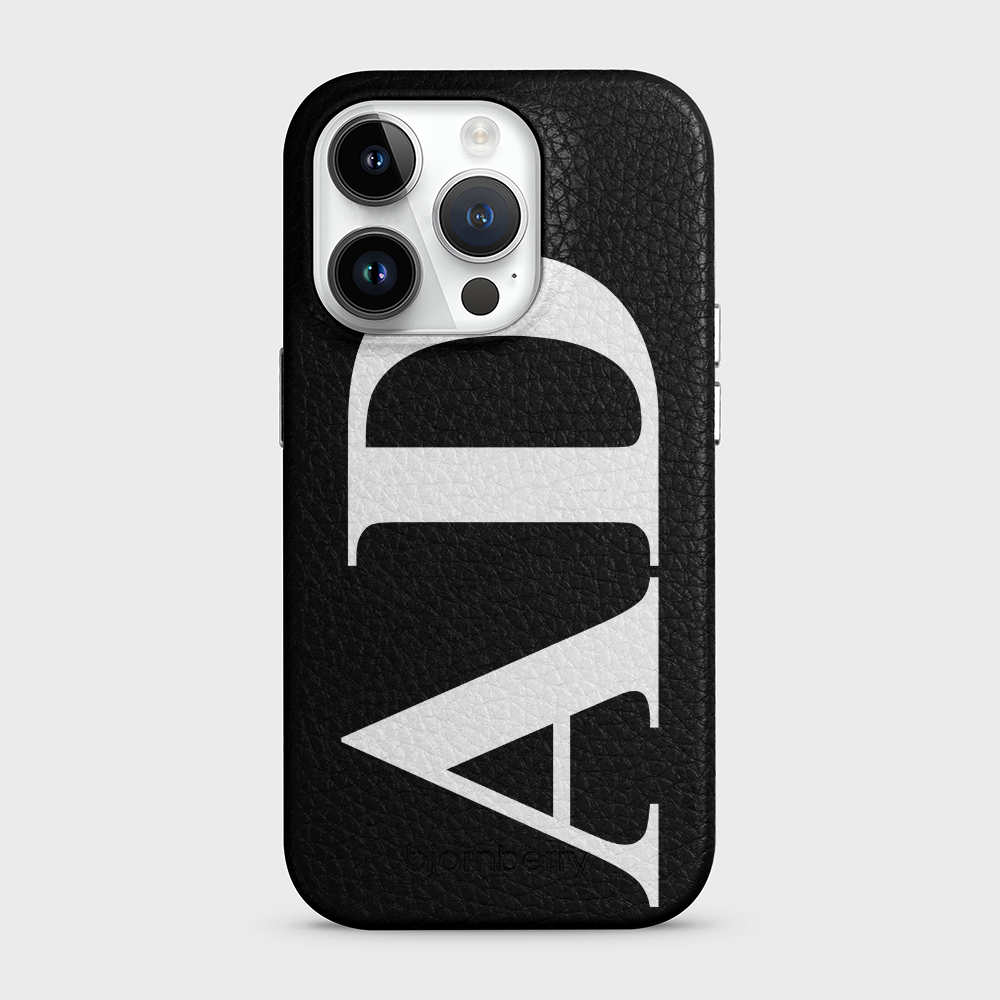 iPhone 14 Pro Personalised Leather Case - Large Initials - 5