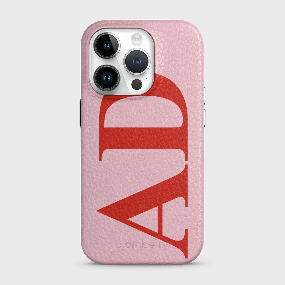 iPhone 14 Pro Personalised Leather Case - Large Initials - 12