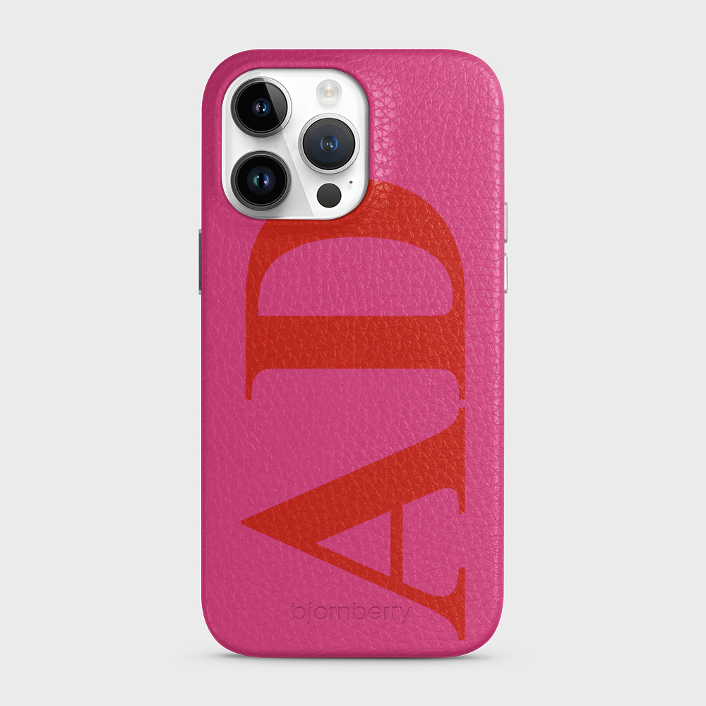 iPhone 14 Pro Max Personalised Leather Case - Large Initials - 19