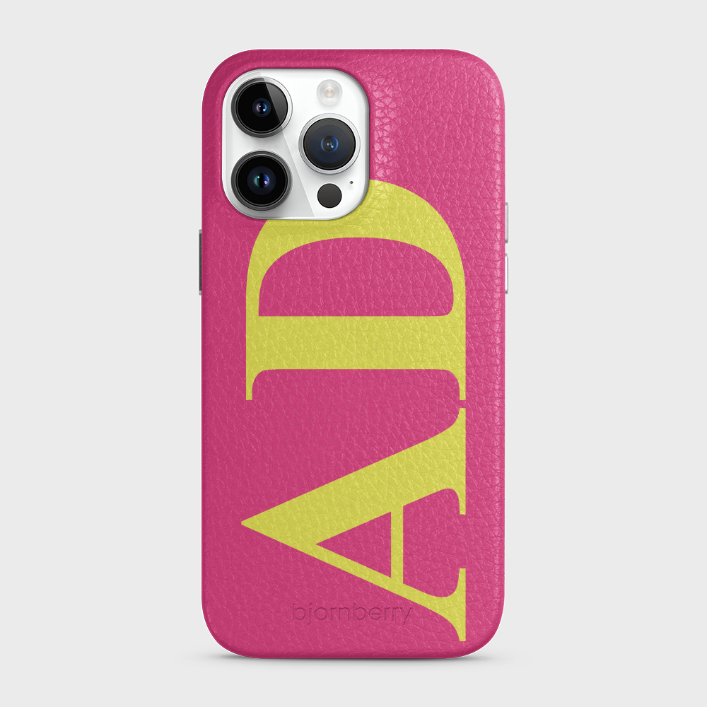 iPhone 14 Pro Max Personalised Leather Case - Large Initials - 22