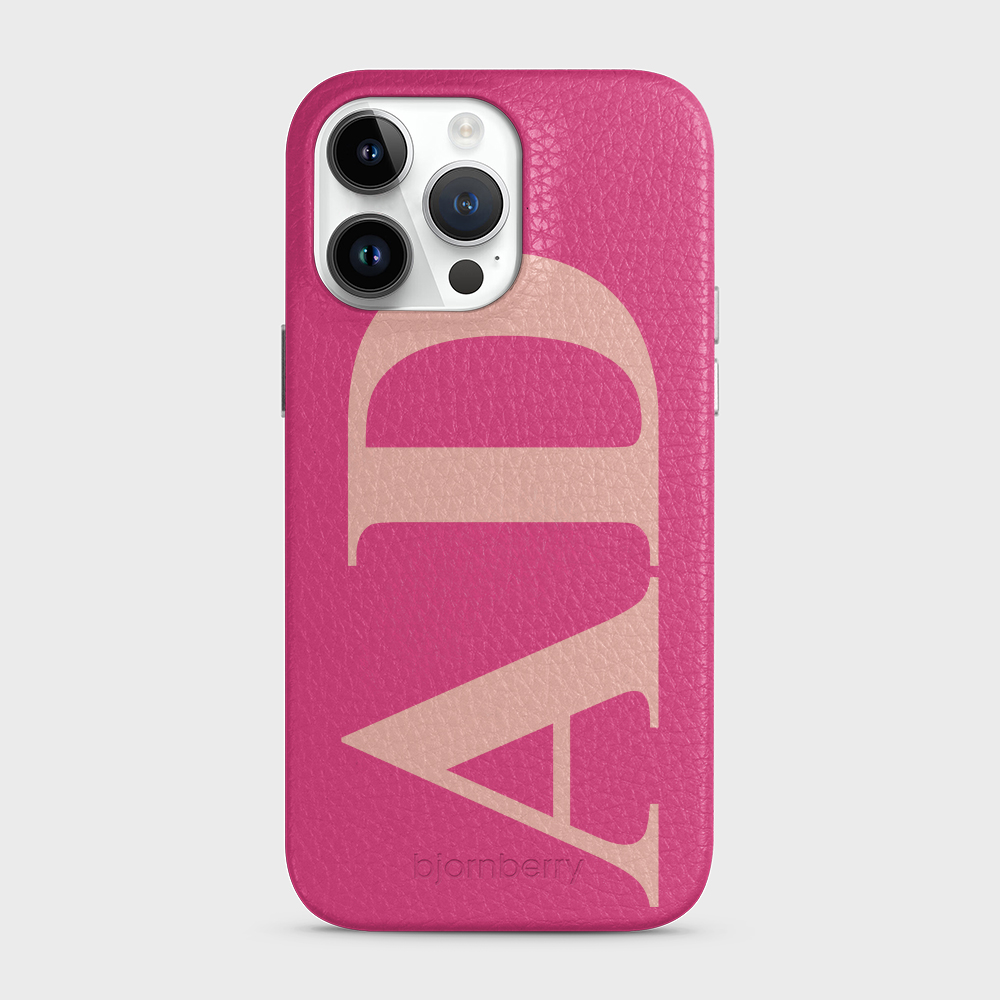 iPhone 14 Pro Max Personalised Leather Case - Large Initials - 18