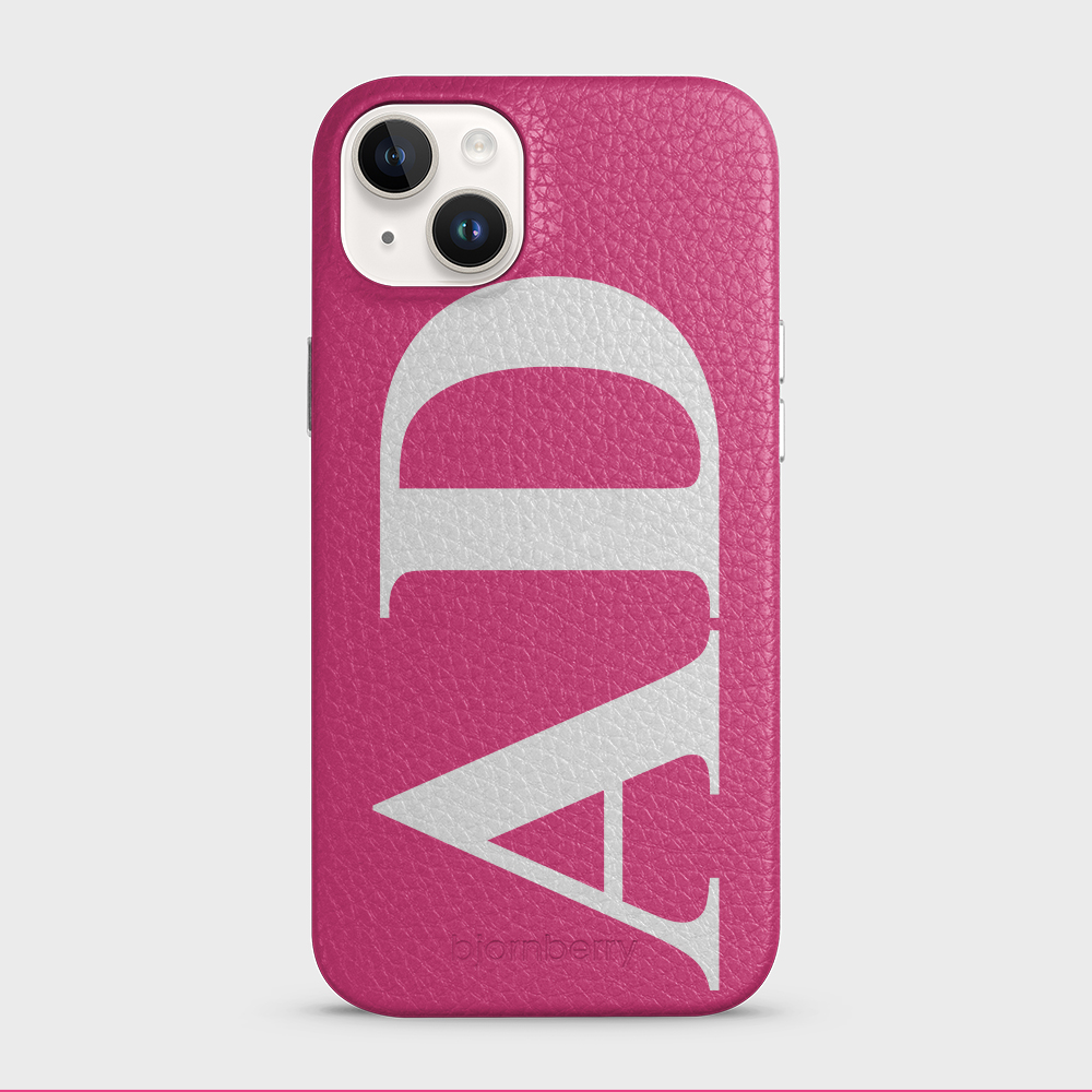 iPhone 14 Plus Personalised Leather Case - Large Initials - 35