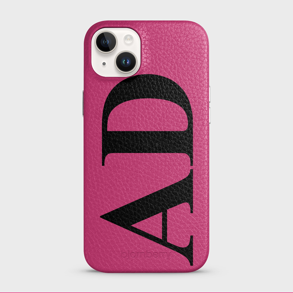 iPhone 14 Plus Personalised Leather Case - Large Initials - 34
