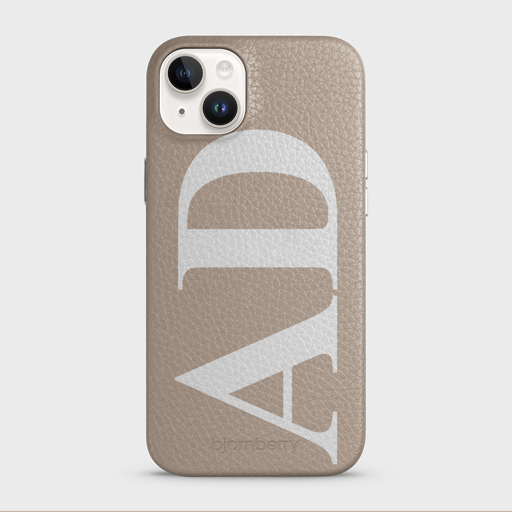 iPhone 14 Plus Personalised Leather Case - Large Initials - 40