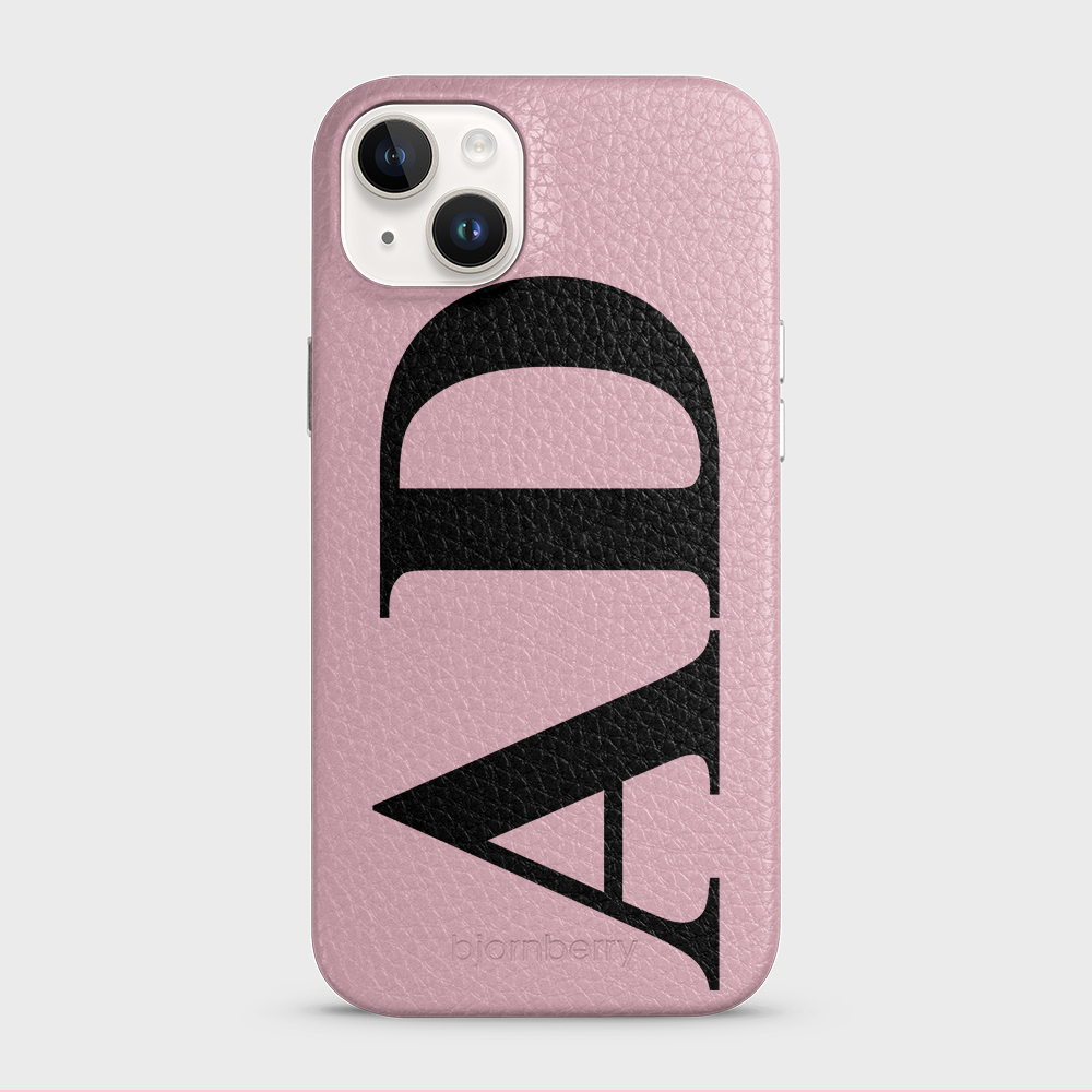 iPhone 14 Plus Personalised Leather Case - Large Initials - 13
