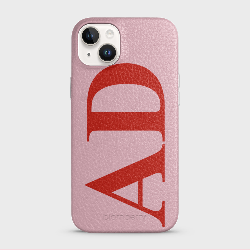 iPhone 14 Plus Personalised Leather Case - Large Initials - 12