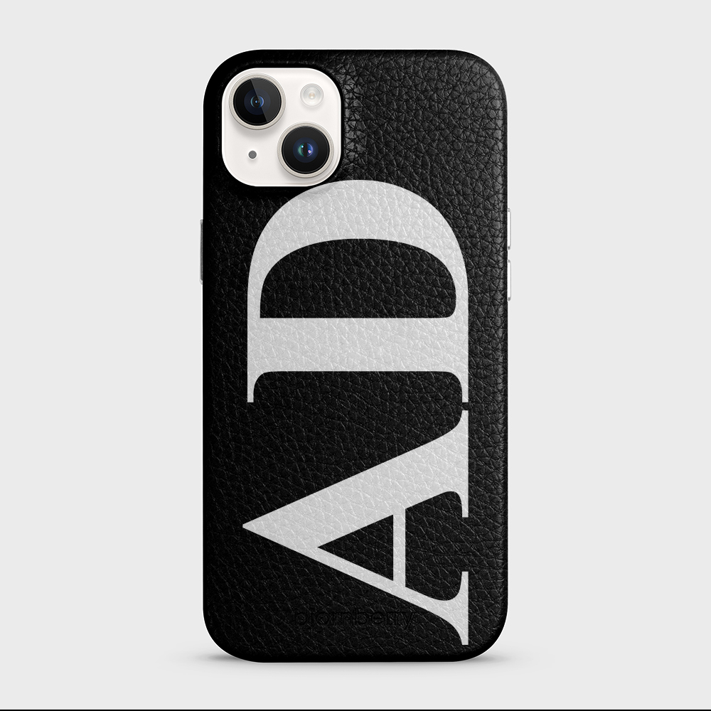 iPhone 14 Plus Personalised Leather Case - Large Initials - 7