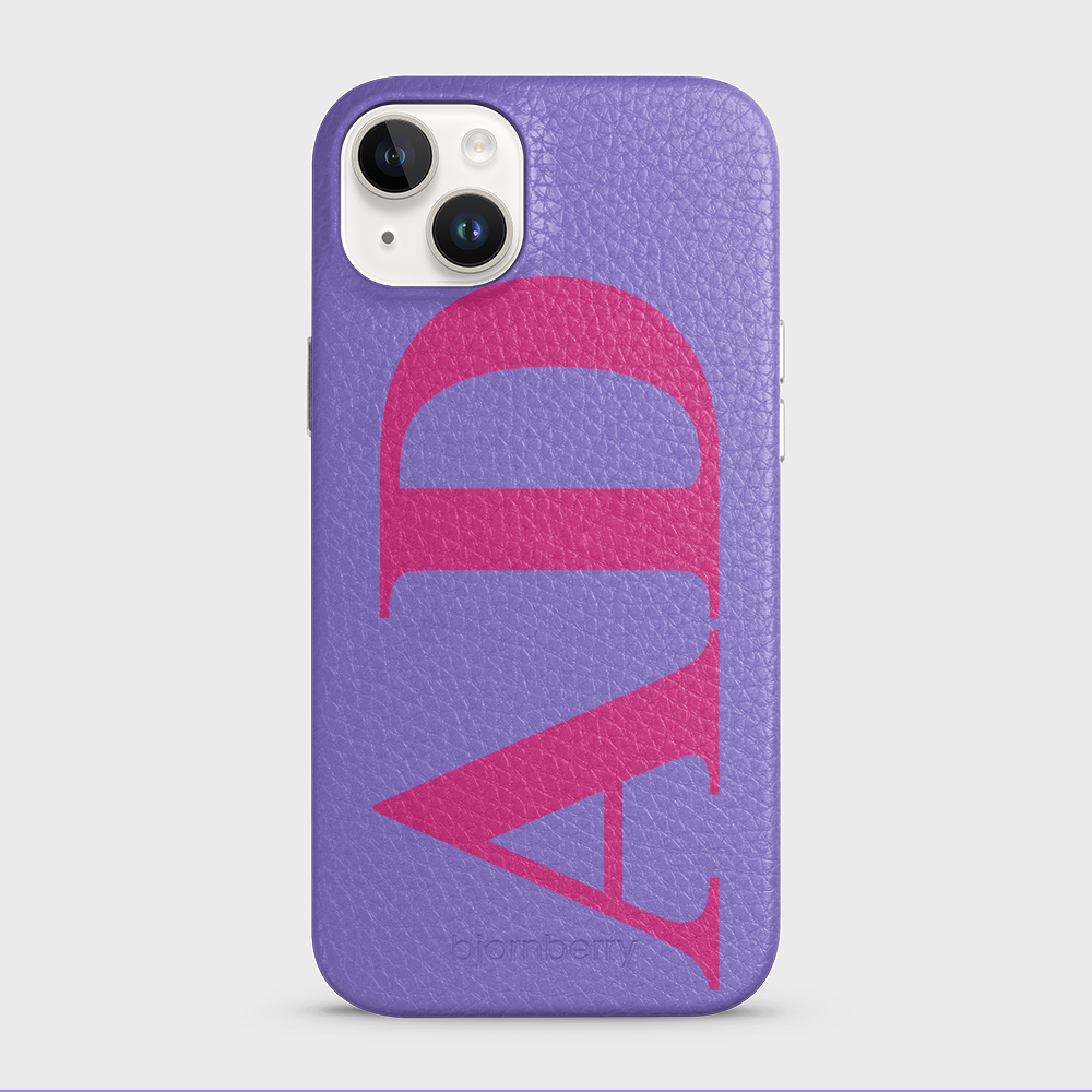 iPhone 14 Plus Personalised Leather Case - Large Initials - 17
