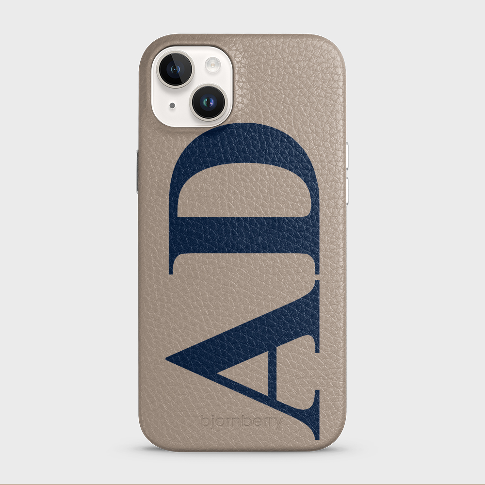 iPhone 14 Plus Personalised Leather Case - Large Initials - 42