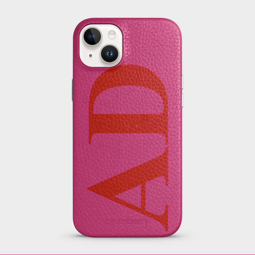 iPhone 14 Plus Personalised Leather Case - Large Initials - 33