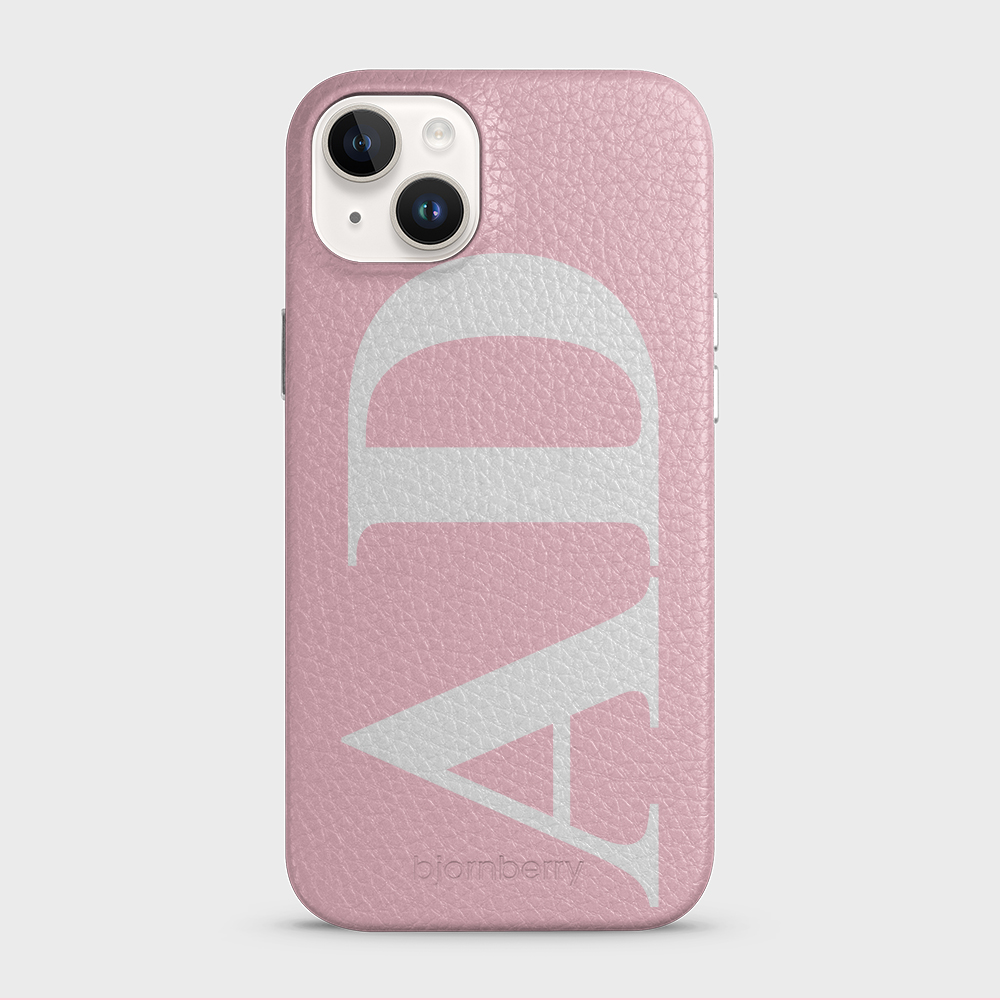 iPhone 14 Plus Personalised Leather Case - Large Initials - 14