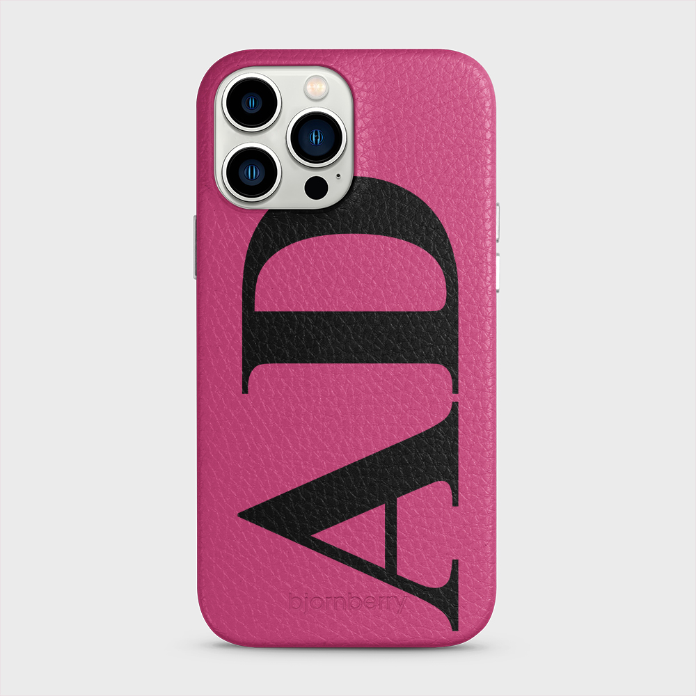 iPhone 13 Pro Max Personalised Leather Case - Large Initials - 34