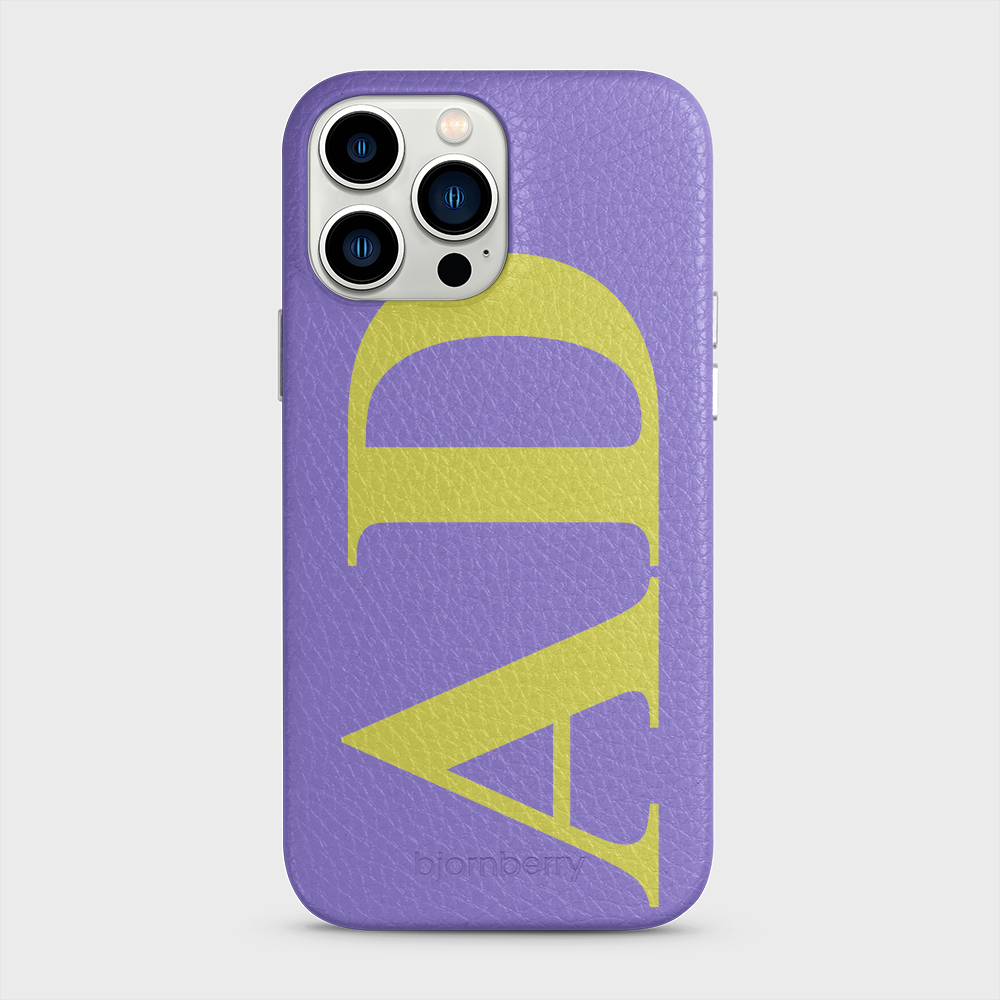 iPhone 13 Pro Max Personalised Leather Case - Large Initials - 21