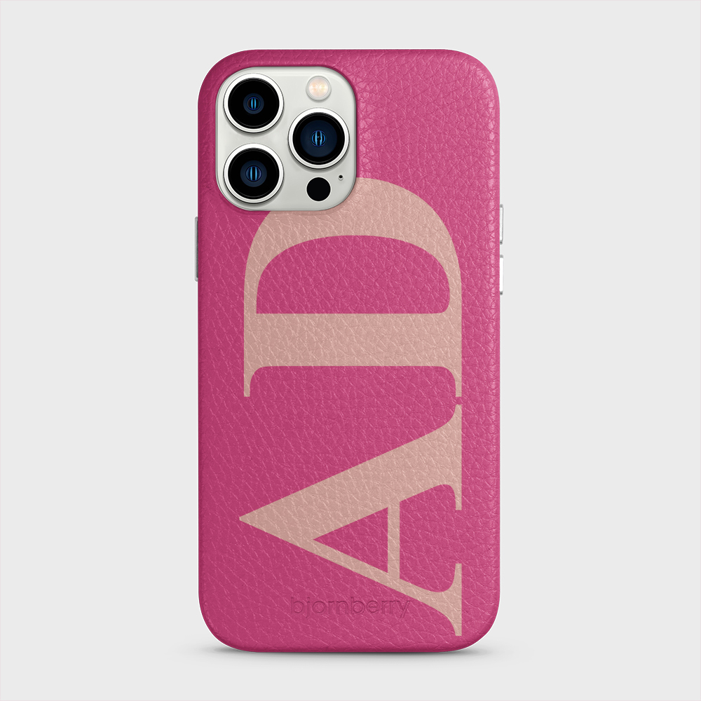 iPhone 13 Pro Max Personalised Leather Case - Large Initials - 32