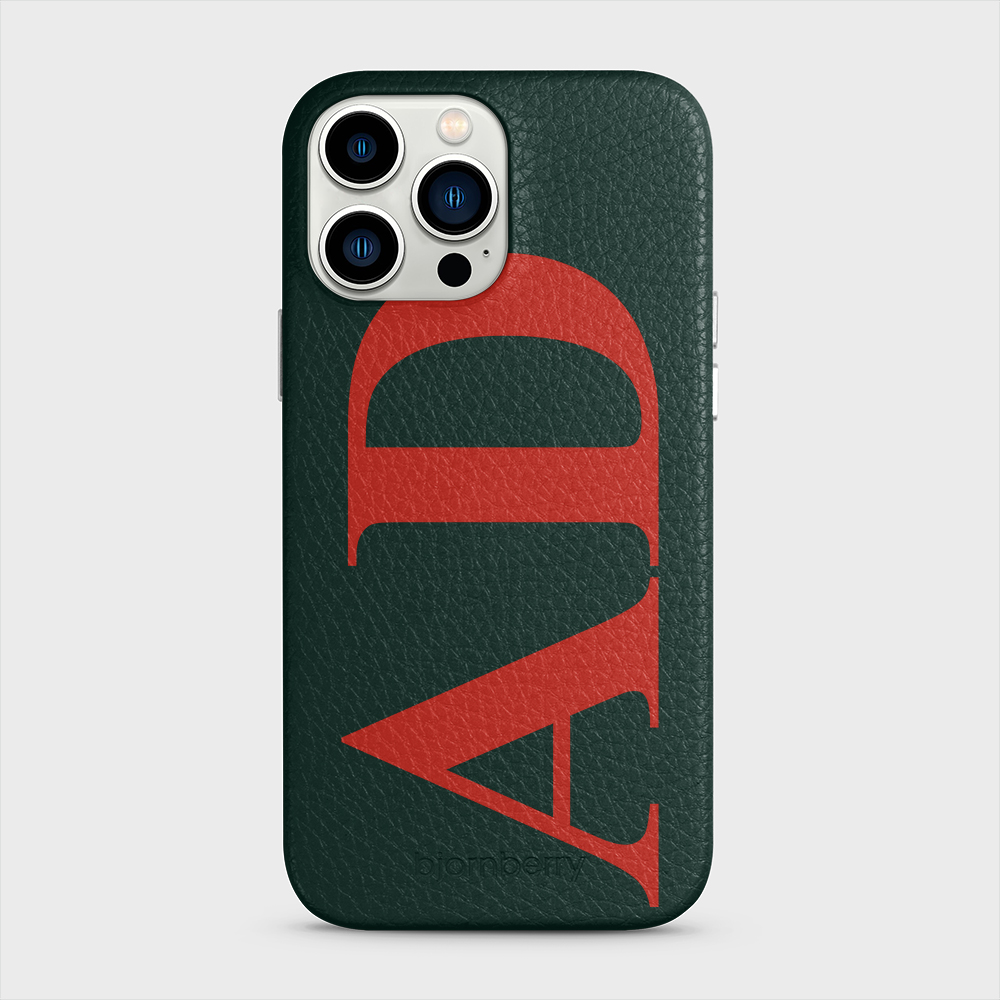 iPhone 13 Pro Max Personalised Leather Case - Large Initials - 26
